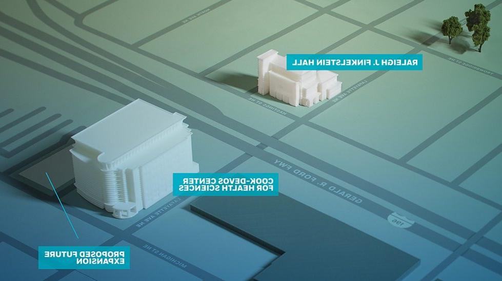 street map with 3D images of buildings